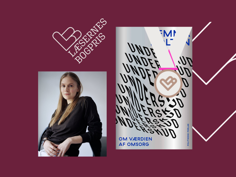 Foto af Emma Holten og forsiden af bogen Underskud